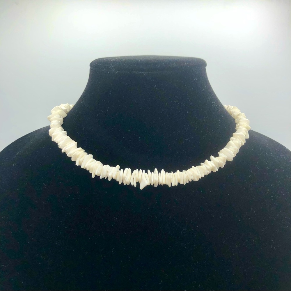 White puka shell chip beach choker